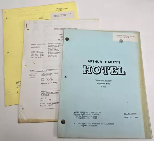 HOTEL / Duane Poole 1986 TV Script, James Brolin "Restless Nights"