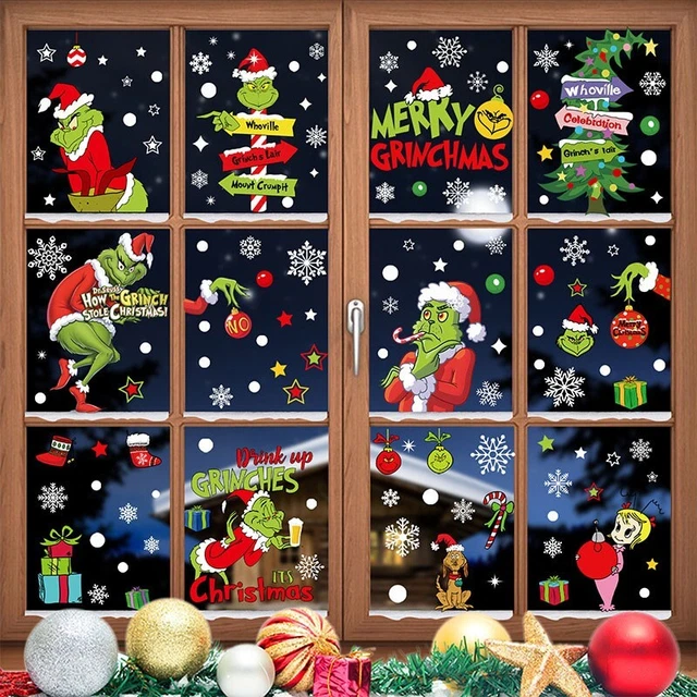 CHRISTMAS GRINCH'S REMOVABLE Window Stickers Xmas Art Decal Wall Home