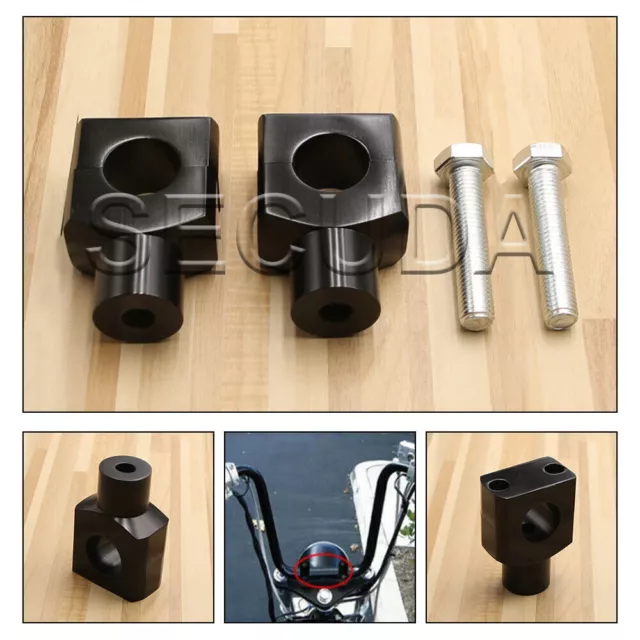 2x 1'' Black Billet Motorcycle Handlebar Risers Clamp For Harley Bobber Chopper