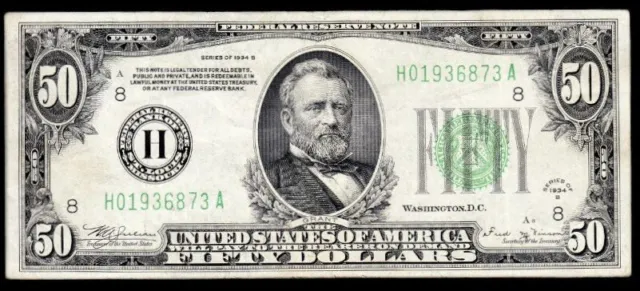 1934B St. Louis $50 Federal Reserve Note VF+