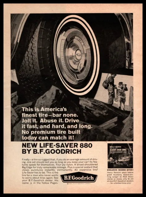 1964 B. F. Goodrich Tire Life-Saver 880 Four-Ply Nylon Tires Vintage Print Ad