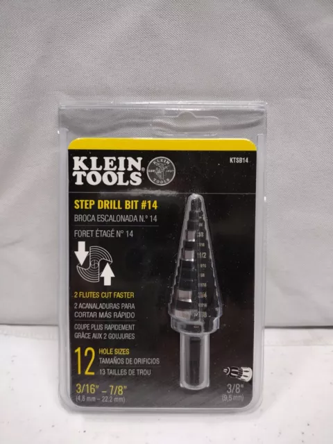 Klein Tools KTSB14 Step Drill Bit #14 - Double-Fluted 3/16" - 7/8"