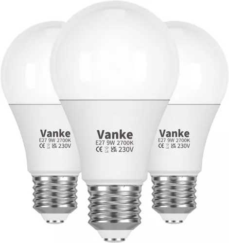 Vanke E27 Schraube LED Birne, warmweiß 2700K, 60 Watt Äquivalent, 9 W ES...