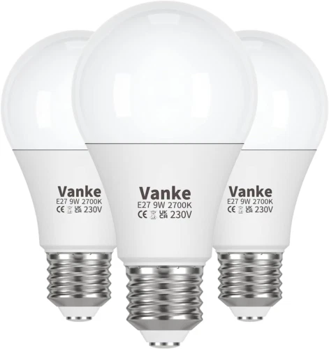 Vanke E27 Screw LED Bulb, Warm White 2700K, 60 Watts Equivalent, 9W ES...