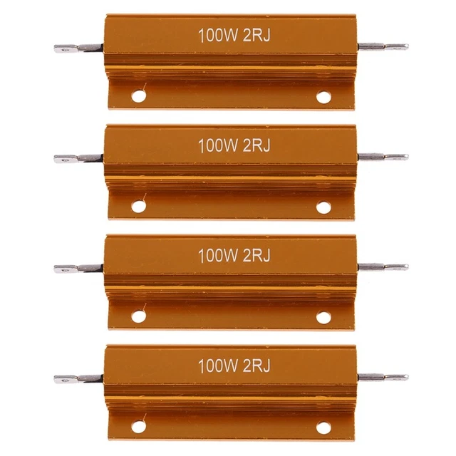 4x Gold Aluminum Plated Power Resistance 100W, 2 Ohm 2R S4T6