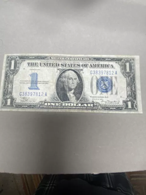 1934 One Dollar Silver Certificate with Blue Seal - FUNNY BACK