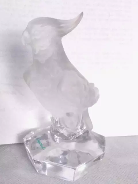 NICE OLD GOEBEL CRYSTAL COLLECTION FROSTED 4" tall COCKATOO BIRD GLASS FIGURINE