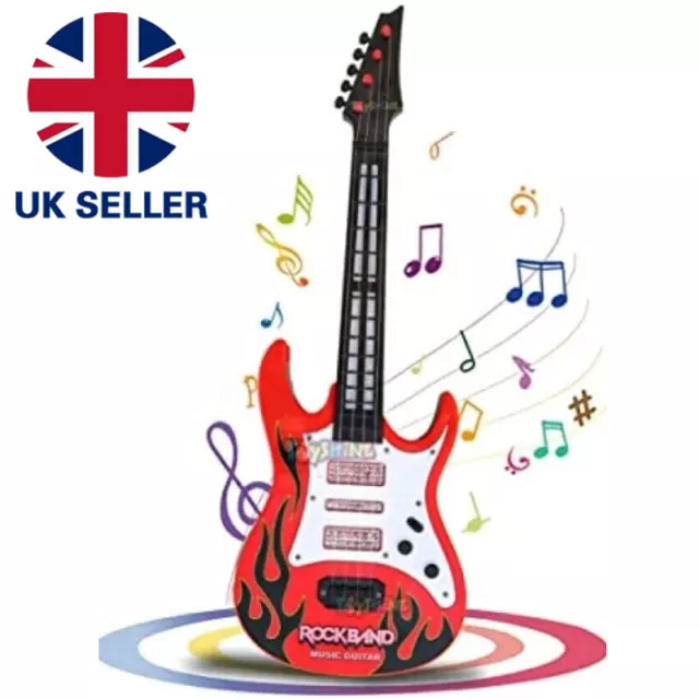 Red Musical Guitar Kids Electronic Educational Toy With Music&Light Toy Gift Uk