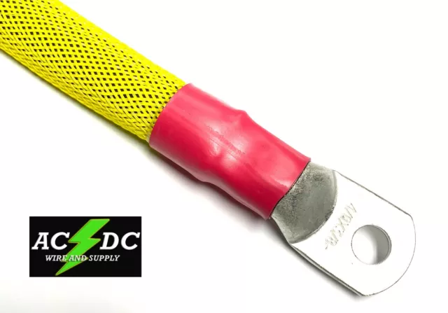 4/0 AWG NEON YELLOW  BRAIDED Copper Battery Cable Power Wire Car, Inverter, RV