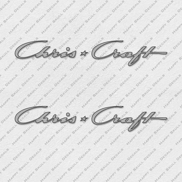 CHRIS CRAFT BOATS LOGO SILVER DECALS STICKERS Set of 2 12" LONG