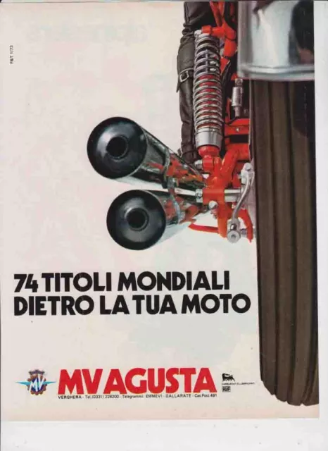 advertising Pubblicità MOTO MV AGUSTA 1973 MAXIMOTO MOTOITALIANE MOTOSPORT EPOCA