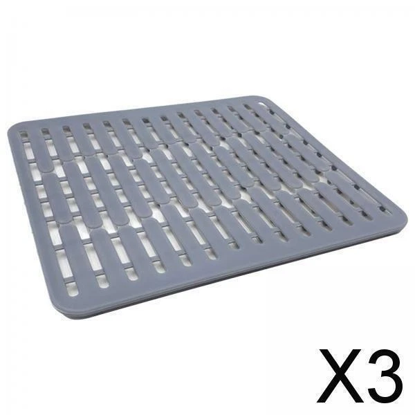 3X Tapis d'évier en silicone Tapis de protection anti-dérapant pour évier Set