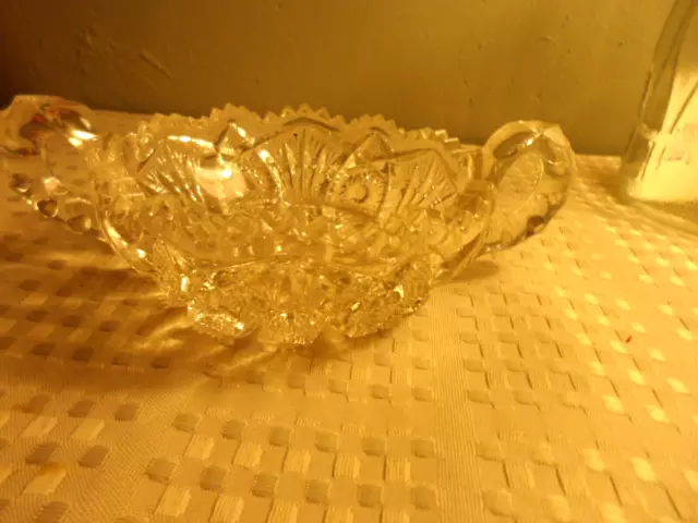 Shallow Cut Glass Bowl Crystal ABP Brilliant American Multi Pattern Nappy