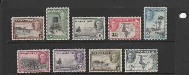 NYASALAND 1945 Part set 9values to 1/- SG144-152 mint.