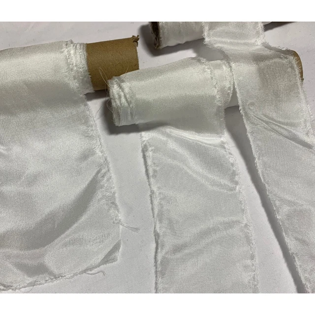 White 100% Silk Habotai Ribbon ( 4 Widths to choose from)