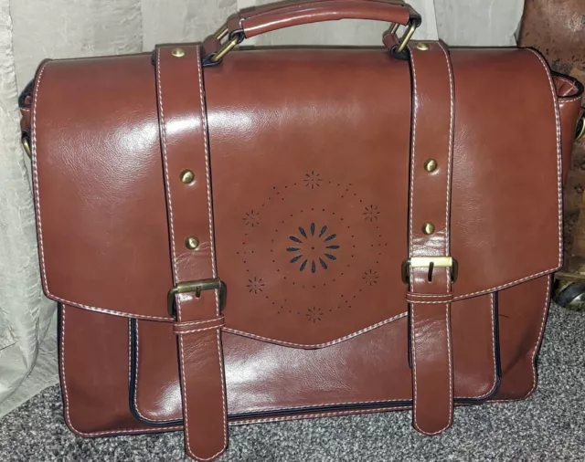 ECOSUSI Womens Vegan Leather Classic Big Laptop Bag/Briefcase Brown Backpack