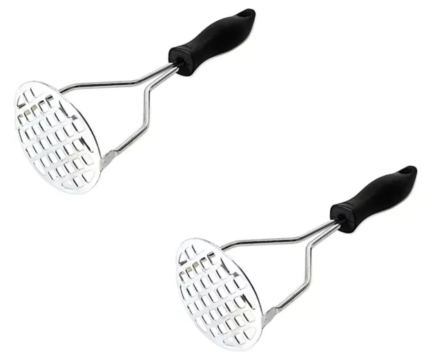 2PK Stainless Steel Potato Masher Plastic Handle Vegetable Presser Soft Grip