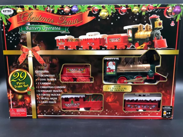 EZTEC SANTA'S EXPRESS Christmas Train Set 29 Piece Battery Operated $58 ...