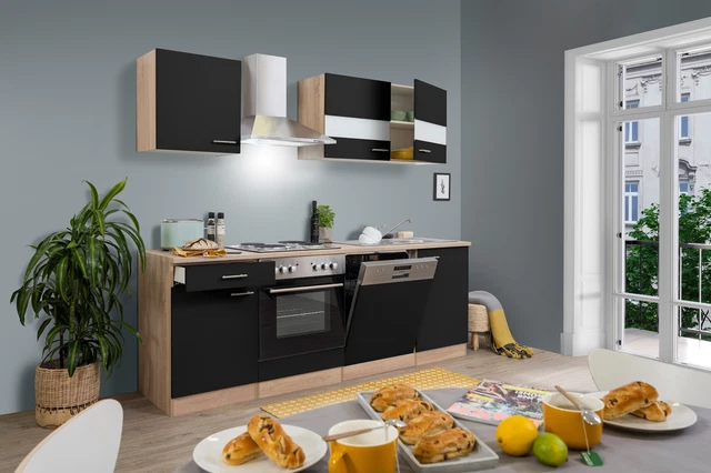 Cucina attrezzata cucinino Rovere Nero Merle 220 CM respekta