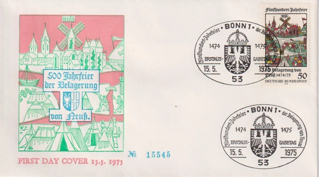 BRD FDC MiNr 843 (1) "500. Jahrestag der Belagerung der Stadt Neuss" -Krieg-