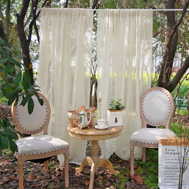 ️ 1/2 Panels Vintage Sheer Window Curtains Flax Yarn Drapes Living Room Wedding