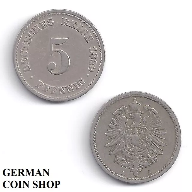 SEHR SCHÖN - 5 Pfennig 1874 1875 1876 1888 1889 A B C D E F G J Kaiserreich