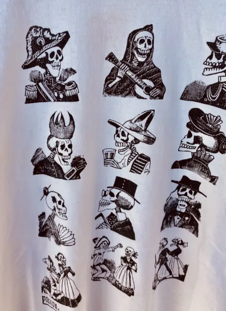 INSANELY RARE!! Jose Guadalupe Posada Vintage Shirt Large Skeletons Skulls Art