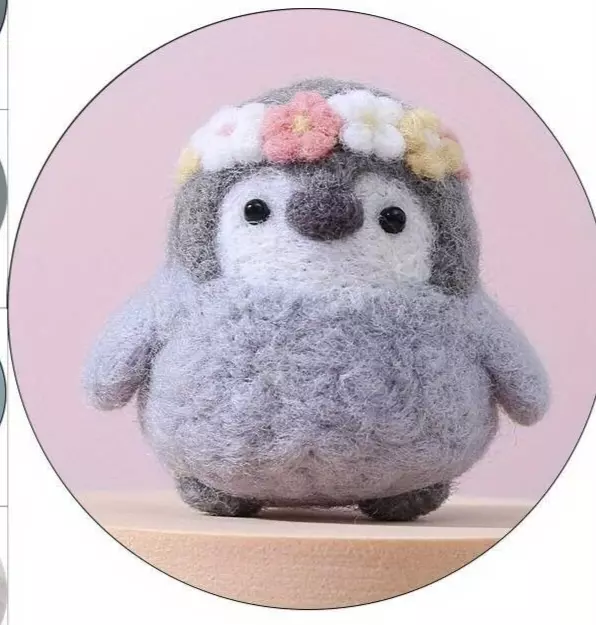 Kit de fieltro de aguja de pingüino para bebé niña raro #WA0506