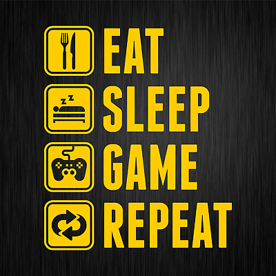 EAT Sleep GAME repeat Gamer pedine FUN GIALLO auto vinyl decal sticker adesivo
