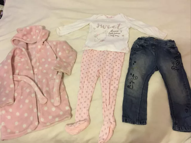Bundle Baby Girl Bathrobe Pajamas,next Jeans,18-24 Months