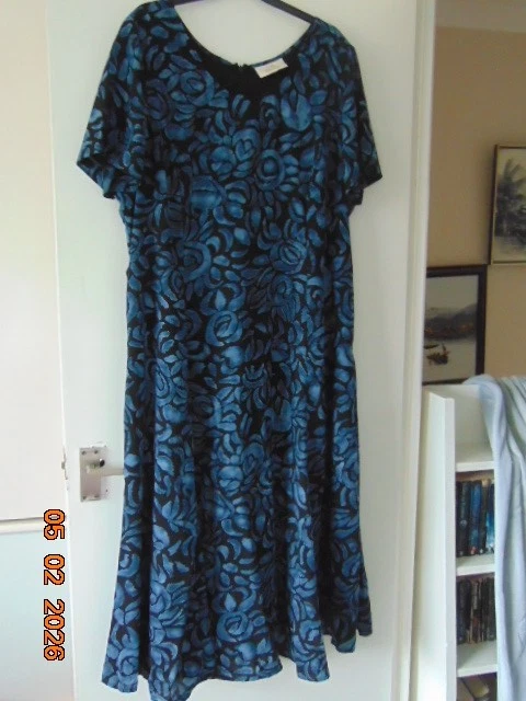 VINTAGE Womens A-Line Dress UK 12 Medium Green Floral Viscose BK07