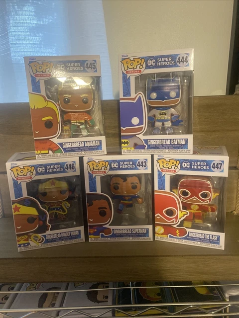Justice League Funko Pop Lot Gingerbread Christmas Batman Superman Aquaman Flash