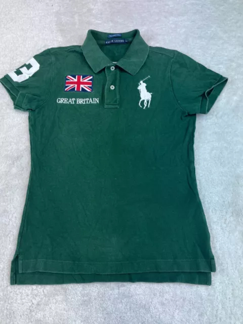 Ralph Lauren Polo Shirt Large Youth Boys Skinny Fit Green Large Logo