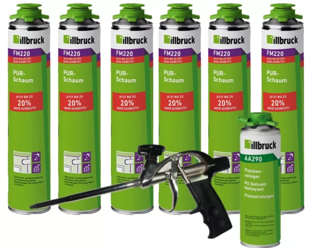 illbruck Set 6x FM220 Montageschaum Pistolenschaum á 750ml/Reiniger/Profipistole