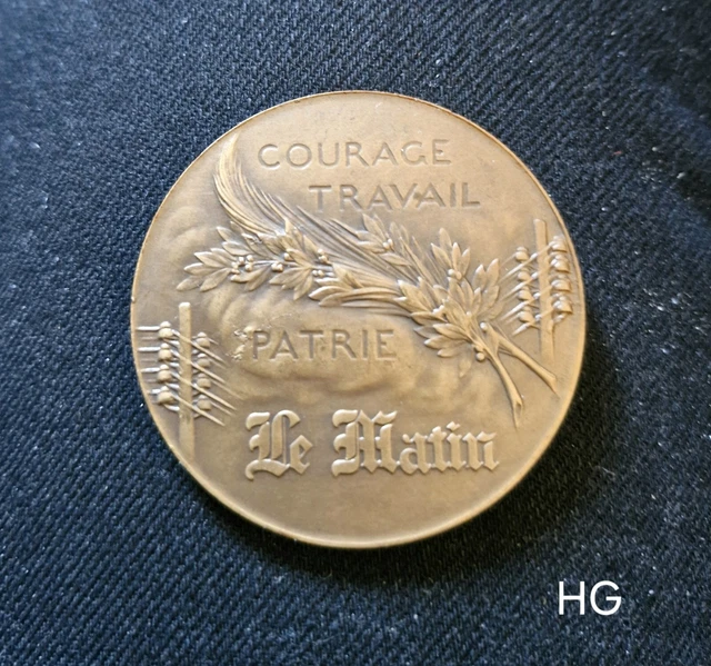 France, Medal, Art Nouveau, Journal Le Matin, 1904, Riberon, , Bronze