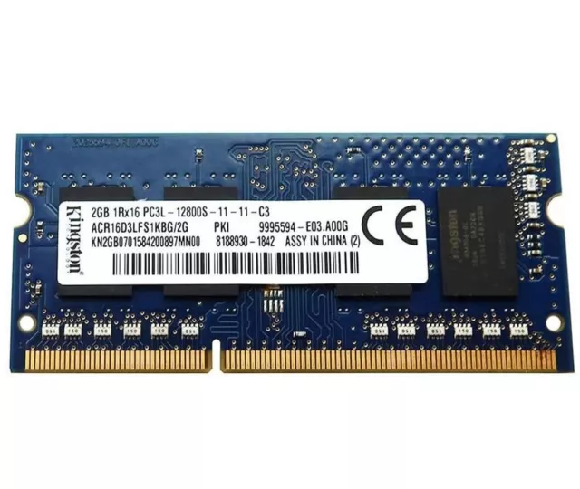 2GB DDR3 Laptop Memory PC3L-12800S 1600mHz Kingston ACR16D3LFS1KBG/2G SODIMM RAM 2