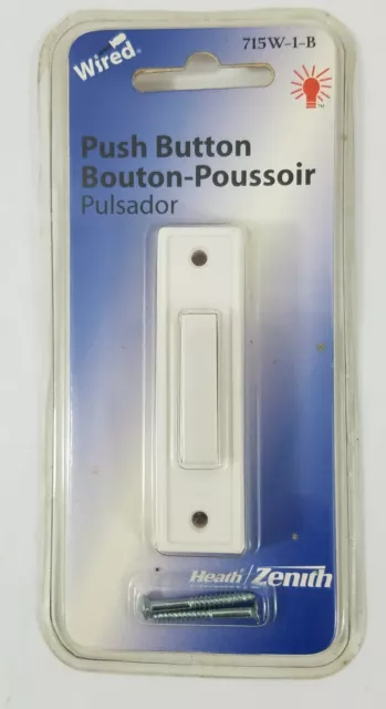 Heath Zenith White Finish Wired Basic Doorbell Push Button Part 715W-1-B  New