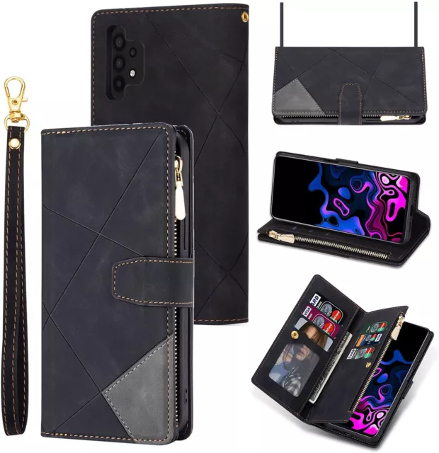 For Ssamsung Galaxy Z Fold 5 4 3 2 Zipper Luxury Leather Card Wallet Phone Case