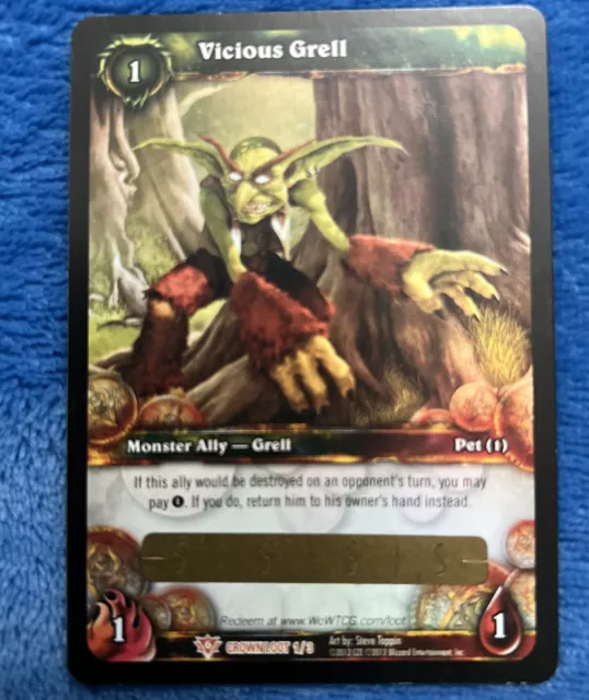 World Of Warcraft Pet WoW 2012 TCG Vicious Grell Unscratched Loot Card