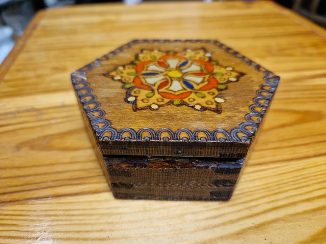 alte Dose Holzdose Schmuckschatulle Au17354
