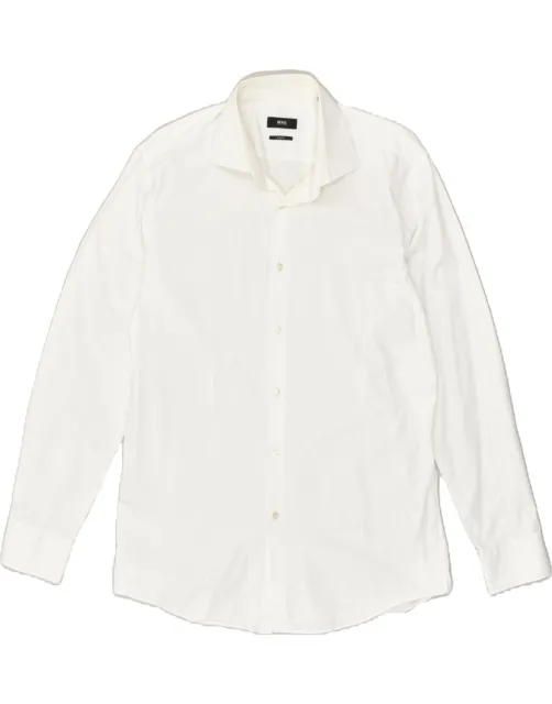 Camicia da uomo bianca Hugo Boss slim fit taglia 17 43 XL cotone BR05