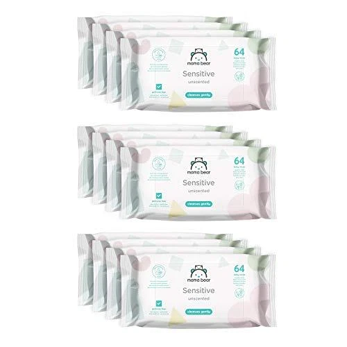 Amazon-Marke: Mama Bear Sensitive Baby Feuchttücher, Aloe Vera, 768 Stück (12 p