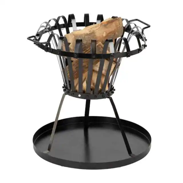 Practo Garden Fire Pit Camping Firepit Outdoor with BBQ Grill Black vidaXL