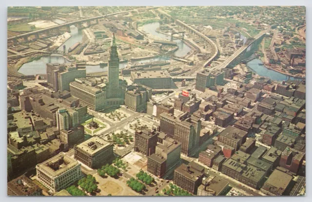 State View~Cleveland OH~Aerial View Of Downtown~Terminal Tower/Group~Vintage PC