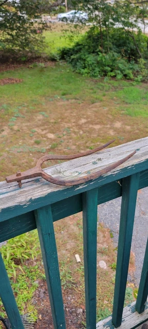 Antique Big Fork Pitchfork Hand Forged Iron Gardening Tool Vintage