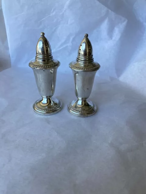 Pair -  Sterling Silver Salt & Pepper Shakers 2