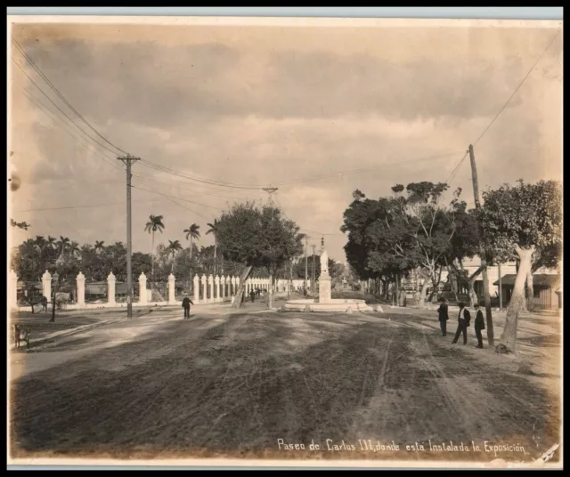 RARE CUBA CUBAN HAVANA EXPOSITION 1911 CARLOS III STREET SCENE ORIG Photo 603