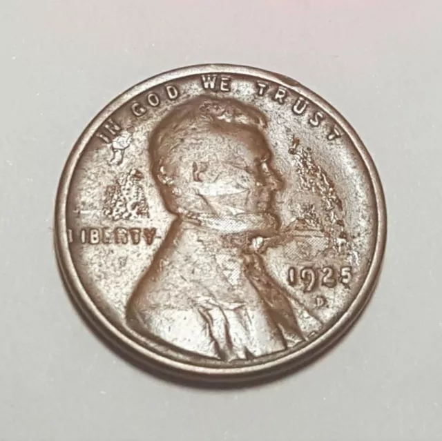 1925 -D “Fine” Lincoln Wheat Penny. Fine Lincoln Head Wheat Copper Small Cent.