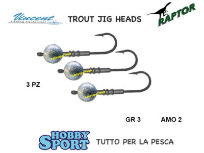 Ignesti JIG ONE TROUT JIG HEAD  3 GR AMO 4 CONF 3 PZ   AMO PIOMBATO IGNESTI 12002 