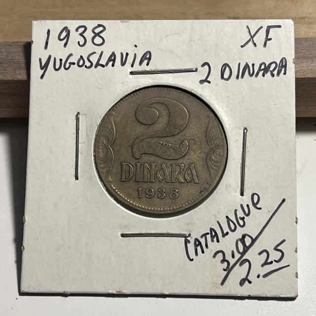 1938 Yugoslavia 2 Dinara XF (INV F)